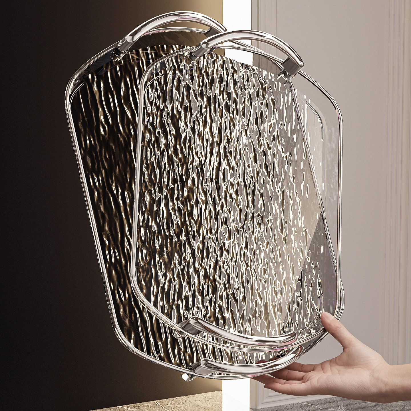 透明托盘客厅家用轻奢高档亚克力茶盘水杯架美容院长方形带把手盘,淘宝优惠券,粉丝福利购,淘宝优惠卷