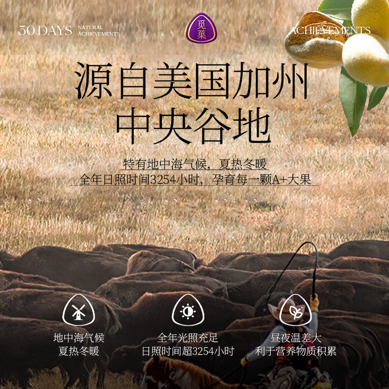 觅菓A+大巴旦木仁500g罐装杏仁扁桃仁孕妇儿童坚果零食