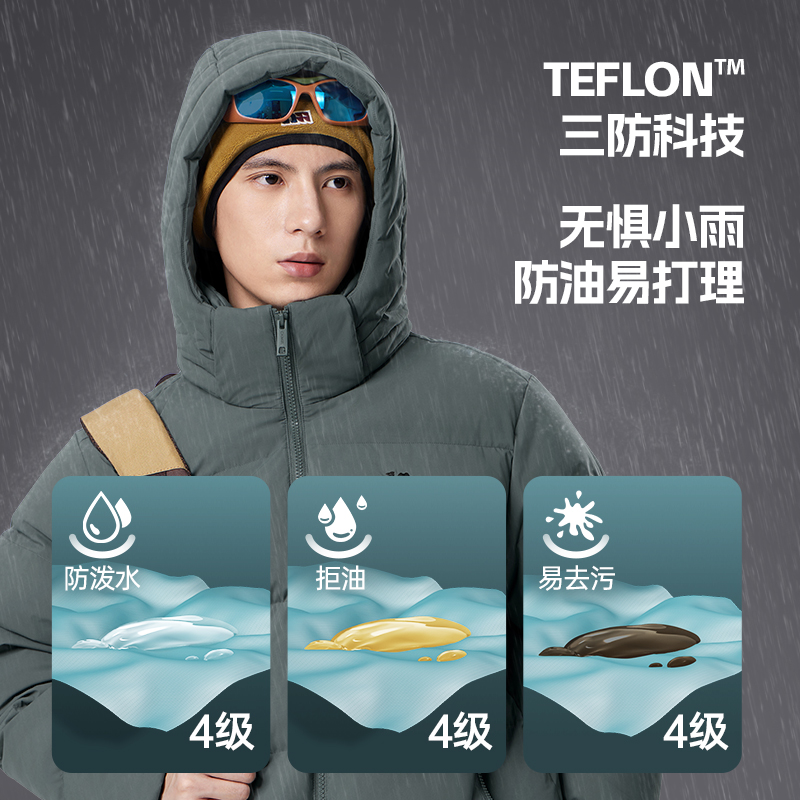 骆驼男装三防羽绒服男冬季2024新款连帽加绒加厚保暖短款防寒外套