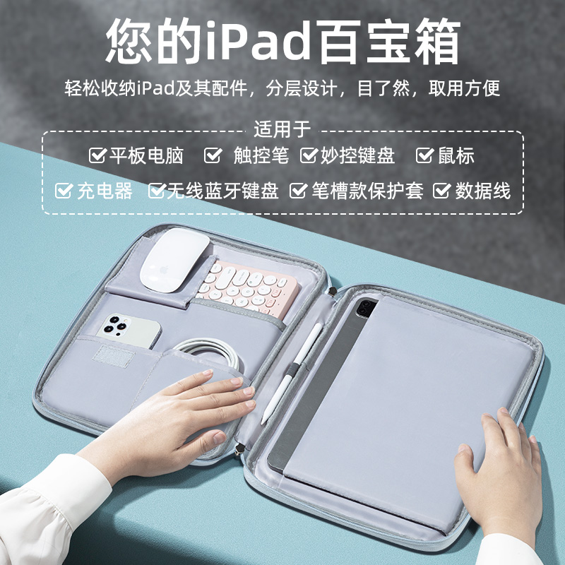 平板收纳包适用ipad电脑ipadair5华为matepad11保护袋ipadpro11寸ipadmini6小米5pro硬壳air4防弯3手提12.9装 - 图2