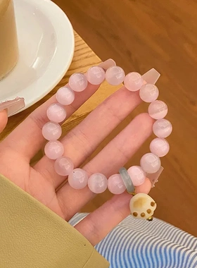 冰脆啵啵新中式甜美森系清新合成猫眼石手串可爱菩提猫爪手链