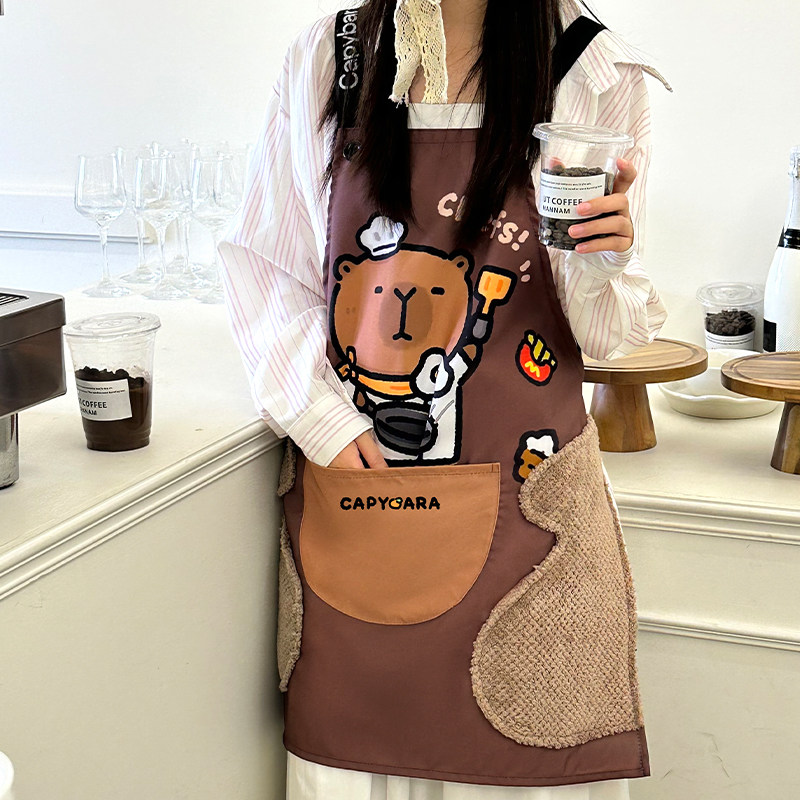 围裙厨房家用做饭可擦手防溅防污多功能围裙罩衣耐脏煎蛋厨神水豚,淘宝优惠券,粉丝福利购,淘宝优惠卷