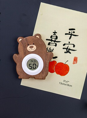 猫咪小熊冰箱贴可爱卡通磁力贴饰带温度计湿度计桌面摆件乔迁礼品