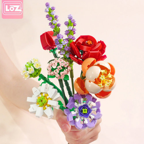俐智loz积木花束玫瑰花永生干花朵摆件小颗粒拼装玩具教师节礼物 - 图1