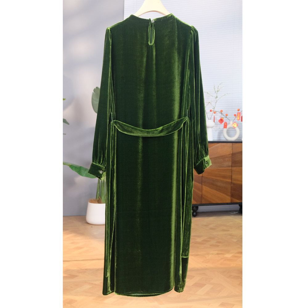 真丝丝绒复古收腰半高领连衣裙花朵气质显白25秋,淘宝优惠券,粉丝福利购,淘宝优惠卷