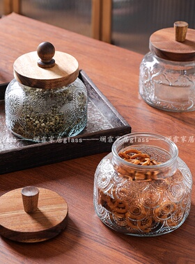 复古玻璃密封罐食品级储物罐咖啡豆零食干果白糖储存罐茶叶收纳罐