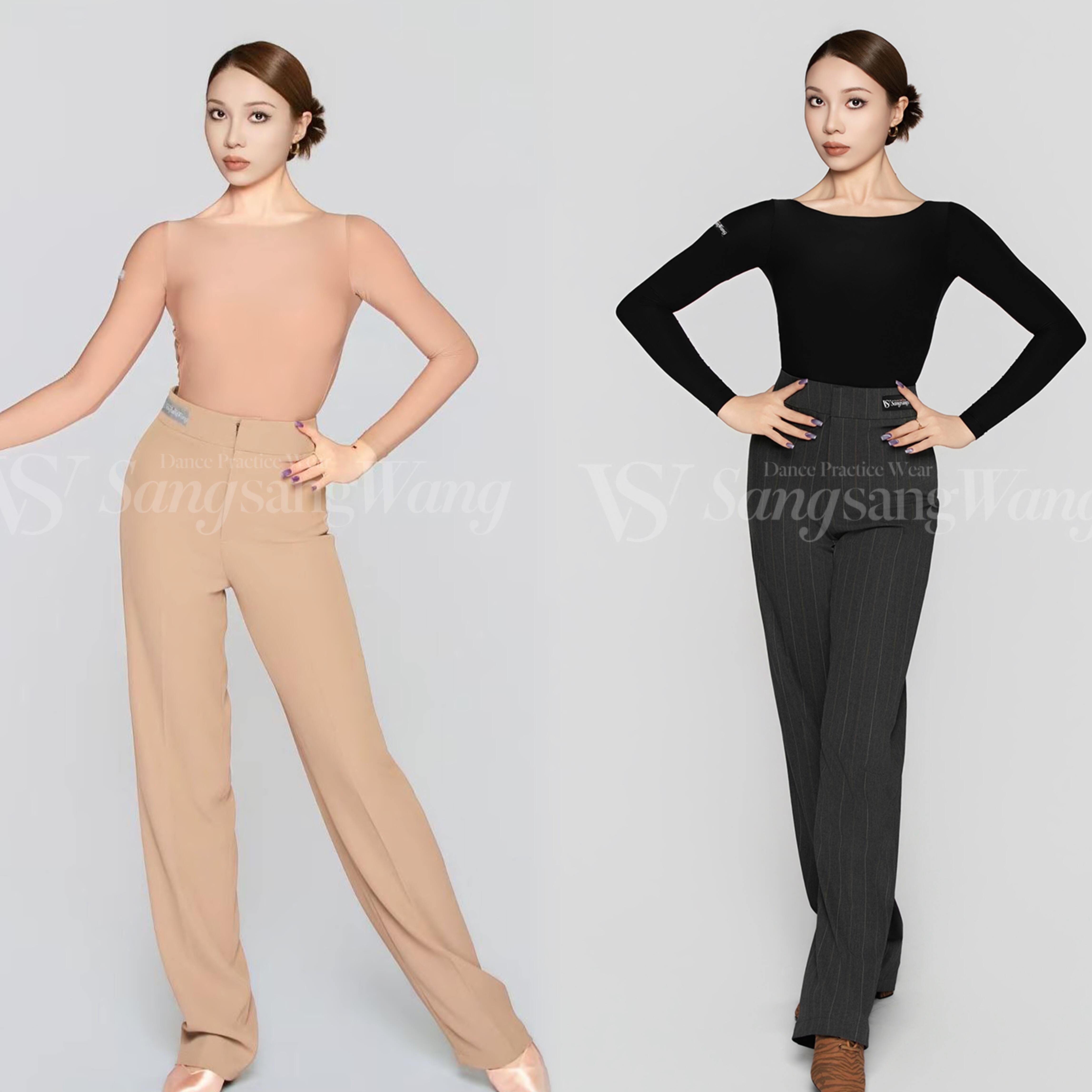 sswang舞服女士拉丁舞桑老师秋冬显瘦高腰西裤教师服集训穿搭女裤 - 图0