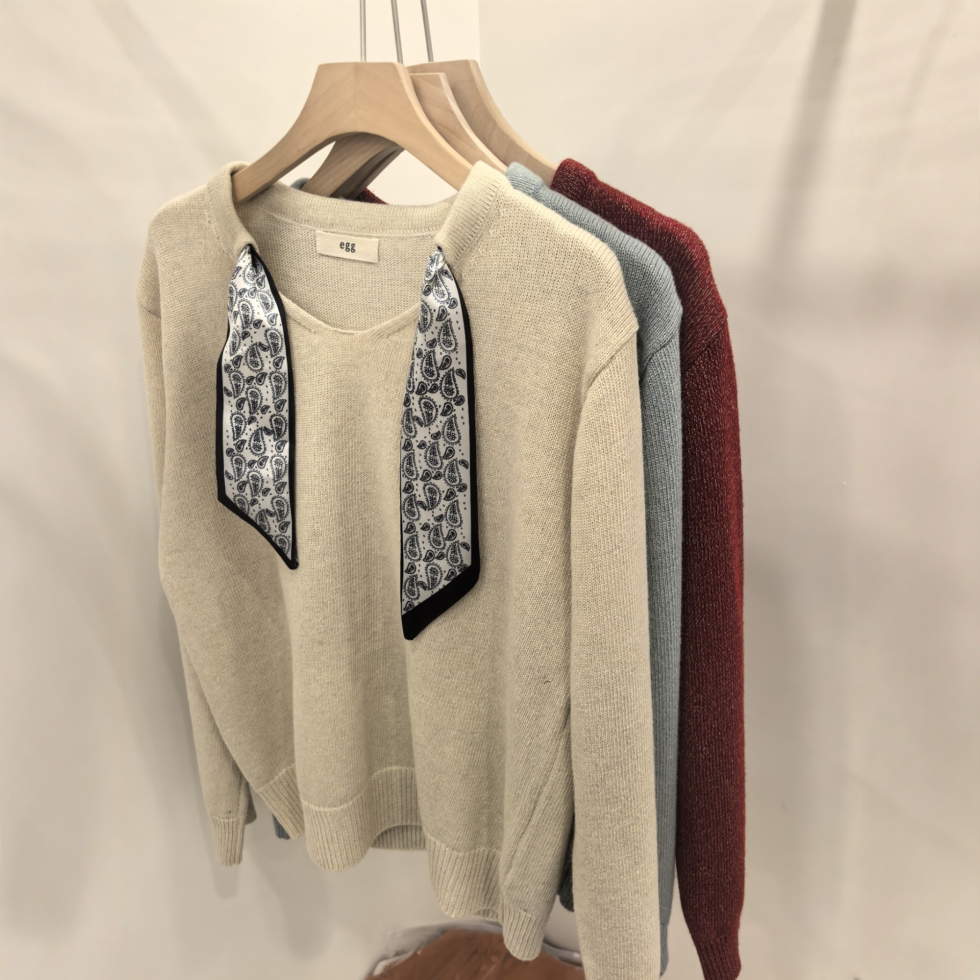 2025冬季新款韩版宽松系带丝巾亮丝浣熊绒羊毛针织衫女毛衣打底衫,淘宝优惠券,粉丝福利购,淘宝优惠卷