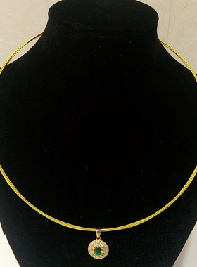 圆形金色黄金吊坠挂绳钢丝挂坠绳