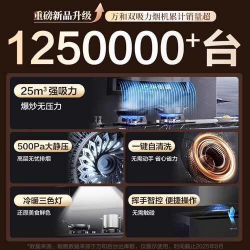 [新品升级]万和抽油烟机燃气灶套餐家用厨房顶侧烟灶热三件套装 - 图0