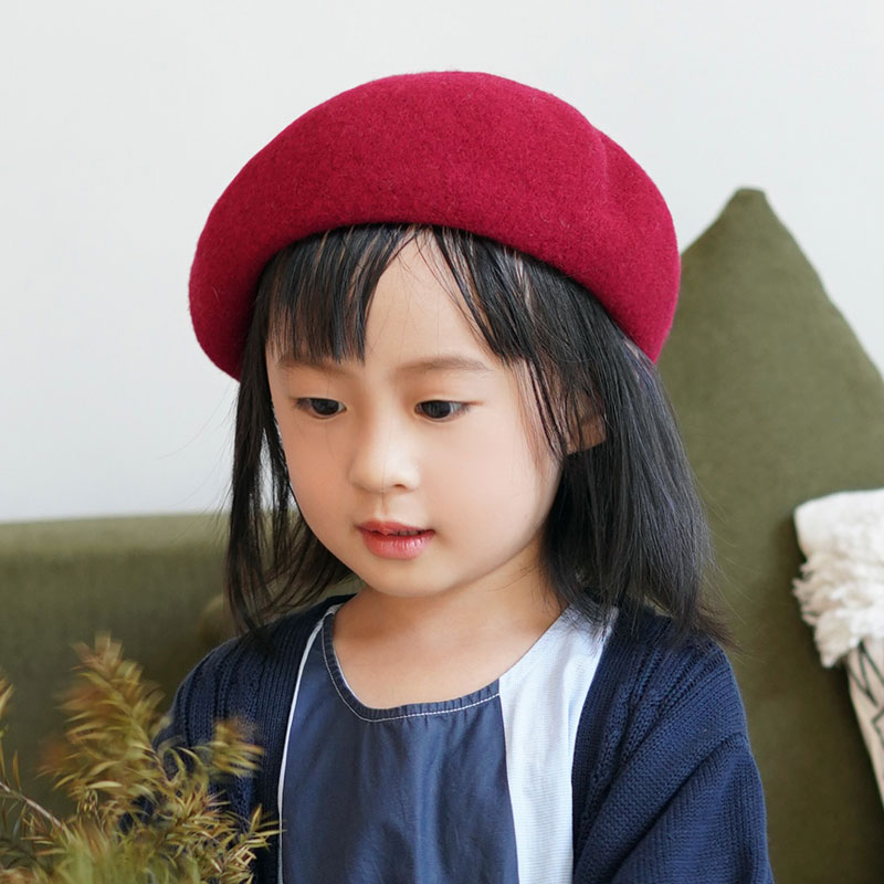 Parent-child style classic 100% wool beret