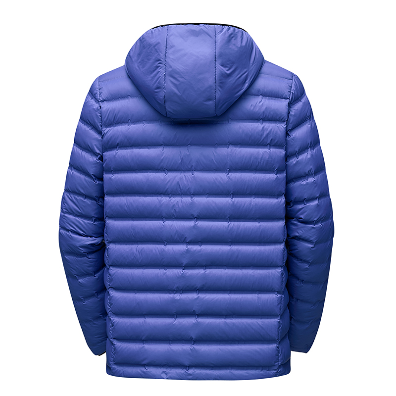运动羽绒服男士双面穿青年情侣轻薄可收纳宽松连帽修身棉衣外套男 - 图0