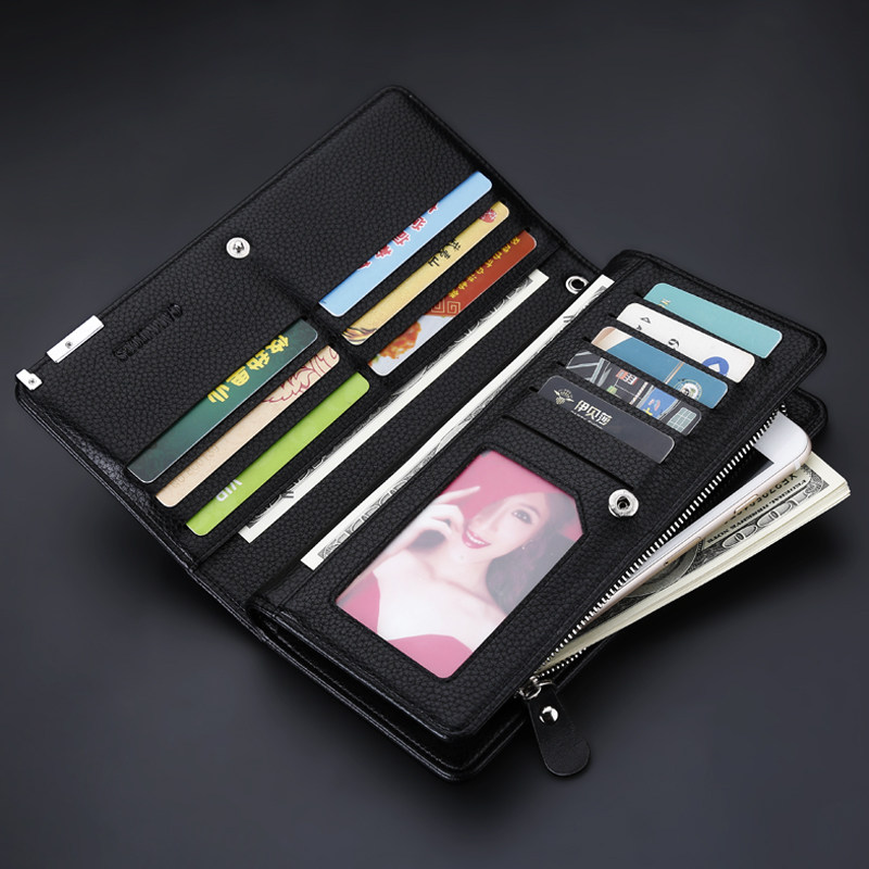 时尚男士长款多卡位男款拉链手机包 carruoes服饰钱包