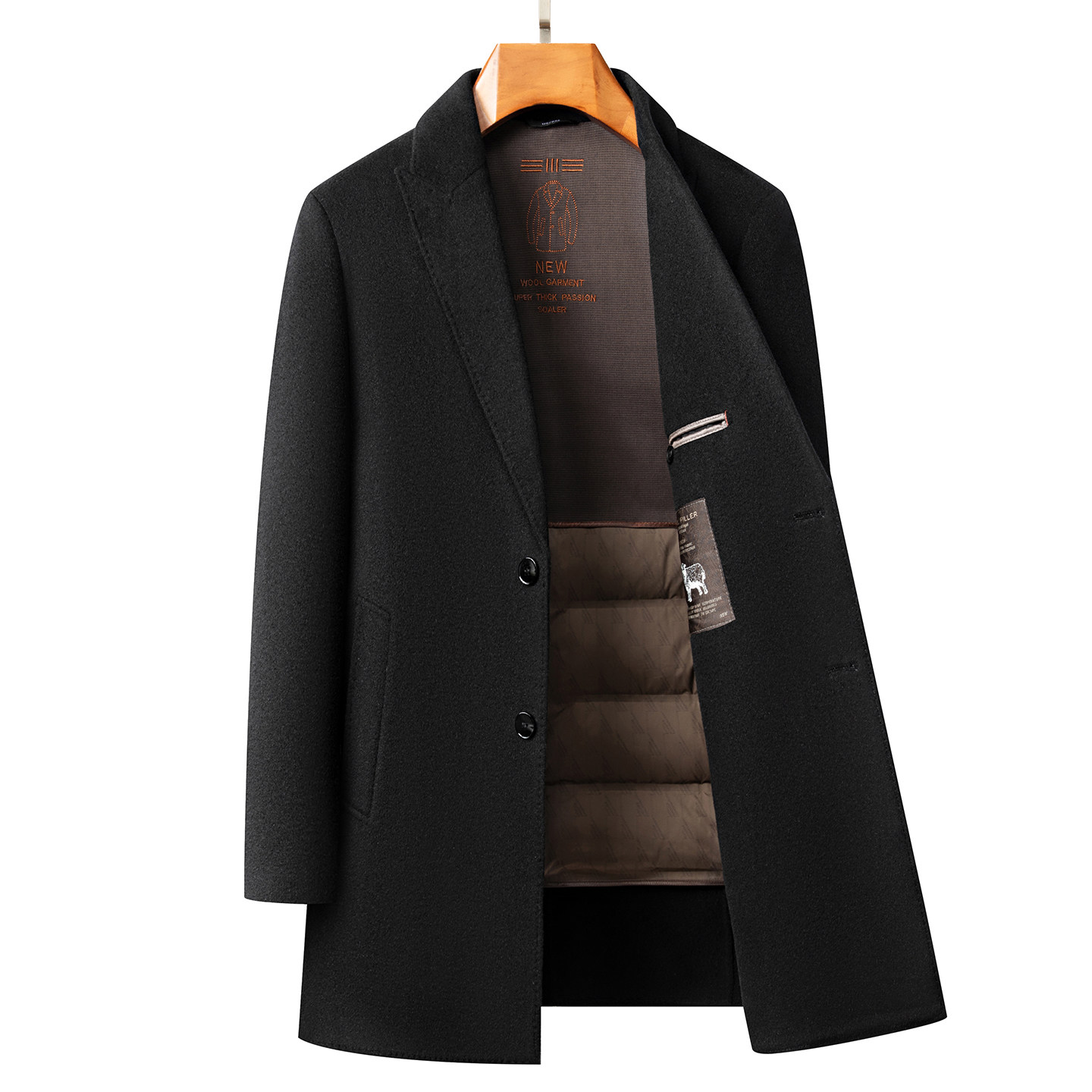双面羊绒大衣男士中长款西装领羽绒服内胆男装西服冬季羊毛呢外套,淘宝优惠券,粉丝福利购,淘宝优惠卷