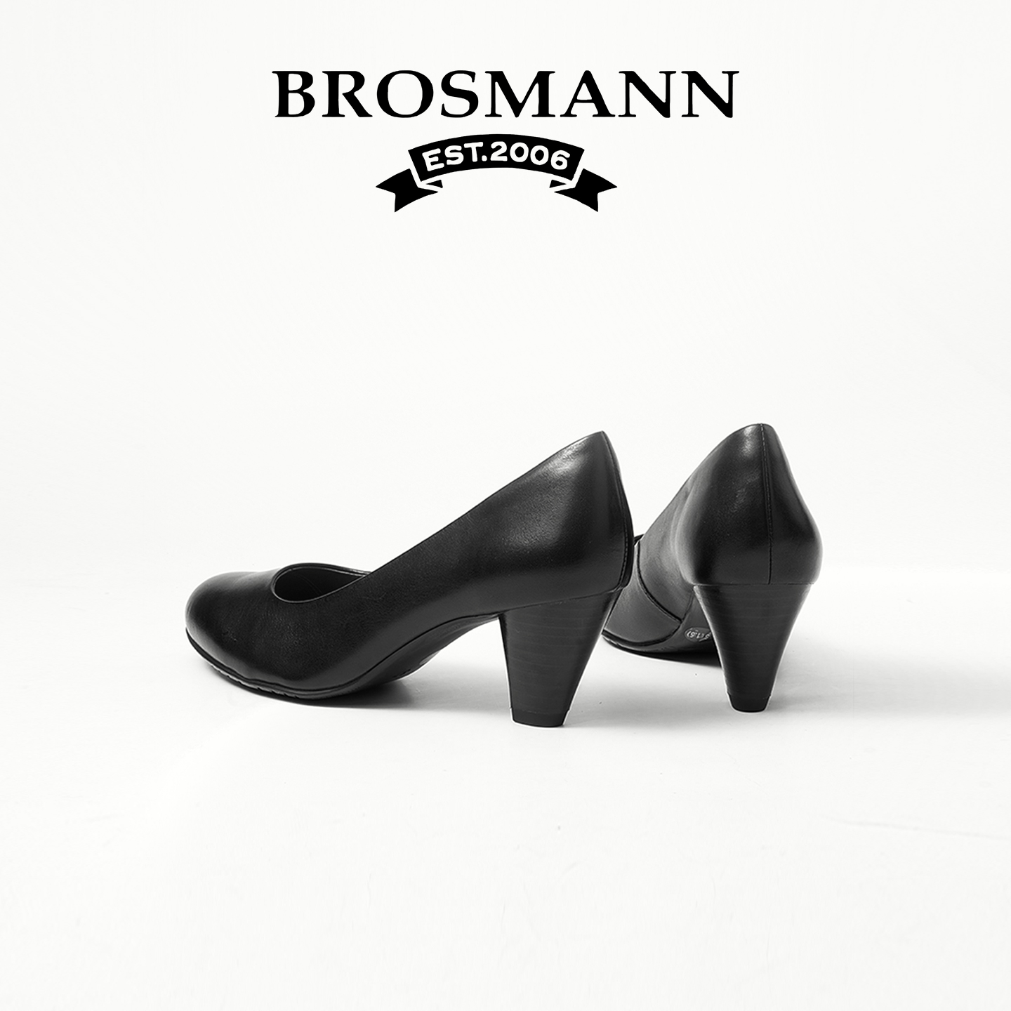 宝舒曼真皮粗跟舒适单鞋女新款牛皮尖头皮鞋职业浅口真皮高跟女鞋 - 图2