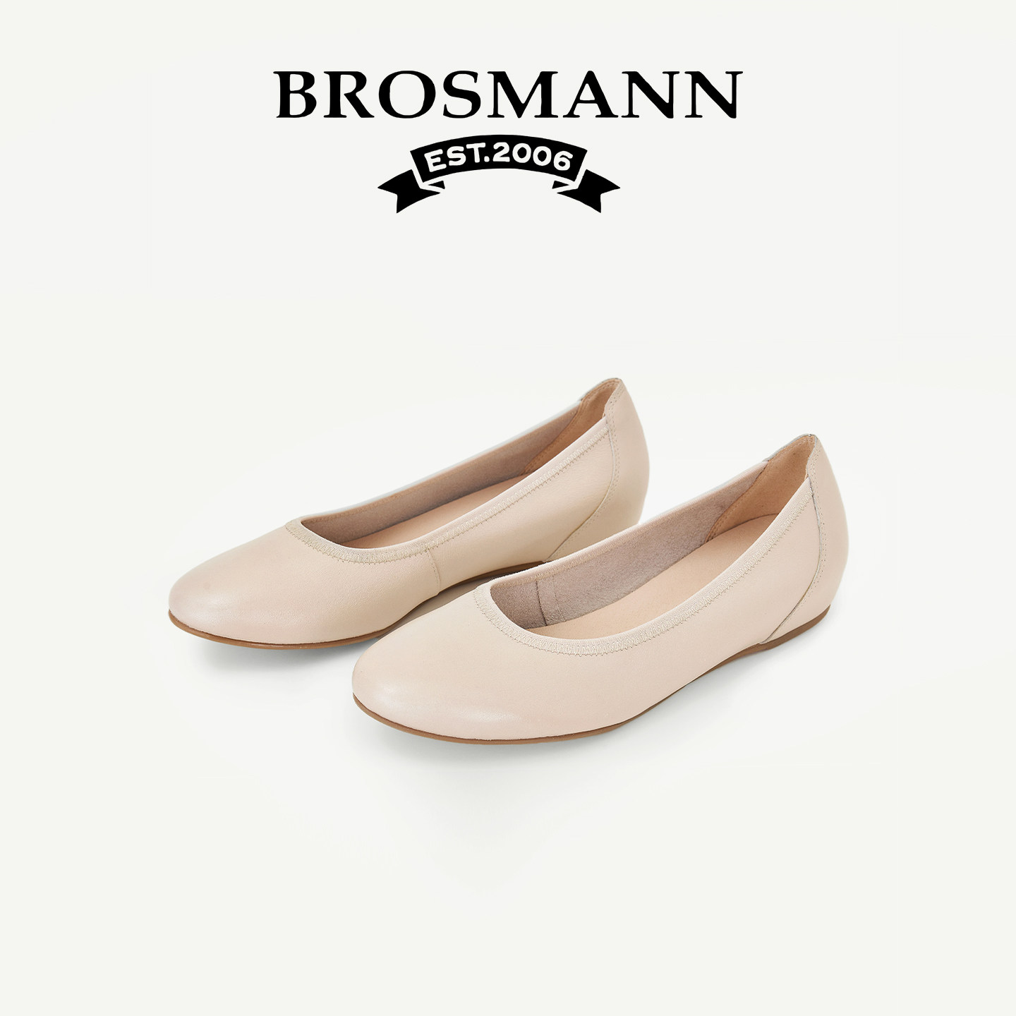 宝舒曼真皮米色芭蕾鞋女2026春季新款一脚蹬休闲鞋软底平底鞋单鞋,淘宝优惠券,粉丝福利购,淘宝优惠卷