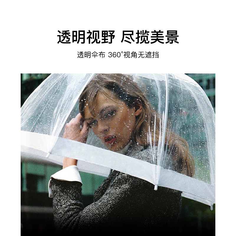 FULTON富尔顿王室御用透明雨伞长柄UV防晒鸟笼伞进口晴雨两用