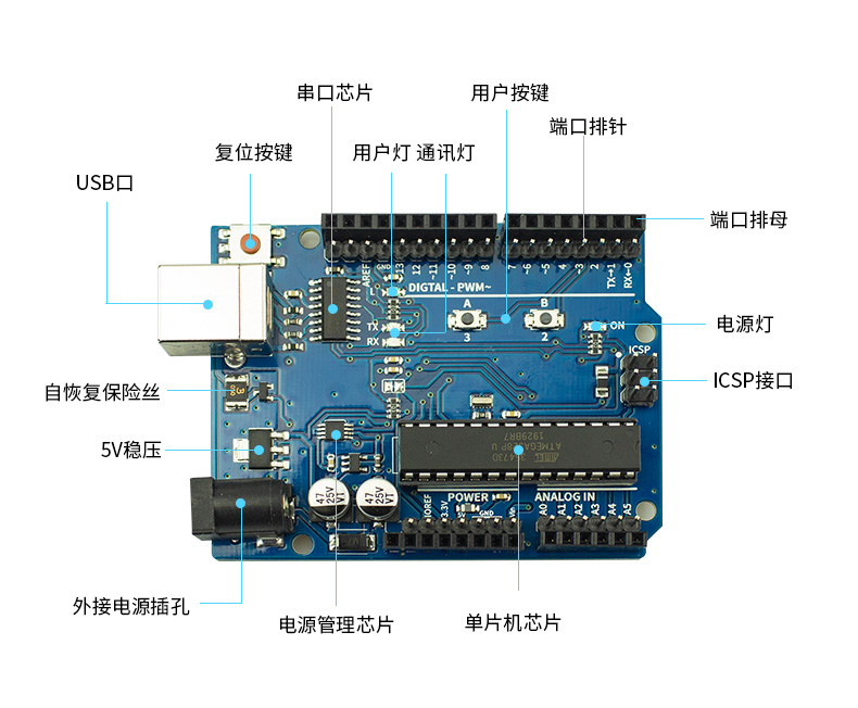 七星虫增强版 atmega328p avr开发板适用arduino套件创客编程学习-图1