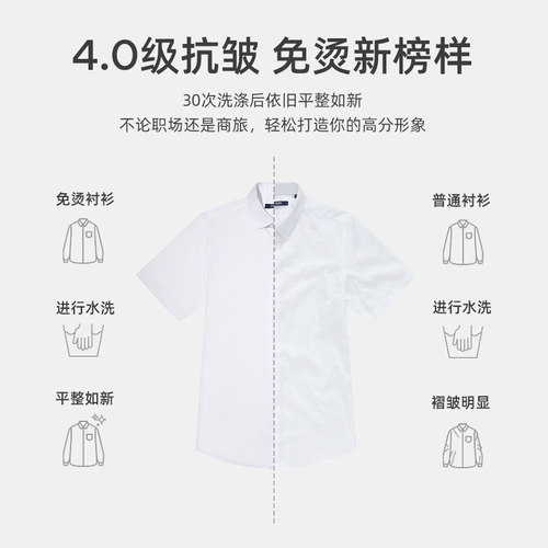 【DP免烫】雅戈尔夏季男士商务休闲纯棉宽松白色短袖衬衫职业衬衣 - 图1