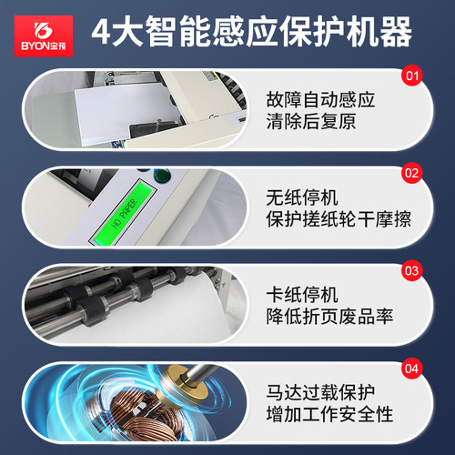 宝预a3十字折页机智能一次成型全自动折纸机高速A3说明书4梳1刀折叠机自动计数折痕机压痕器叠纸折图机可调速 - 图2