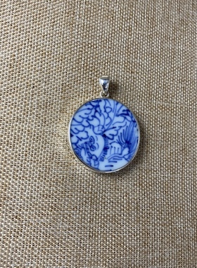 古瓷首饰 青花瓷吊坠 挂件 925银 饰品 配饰 手工饰品 流行 男女