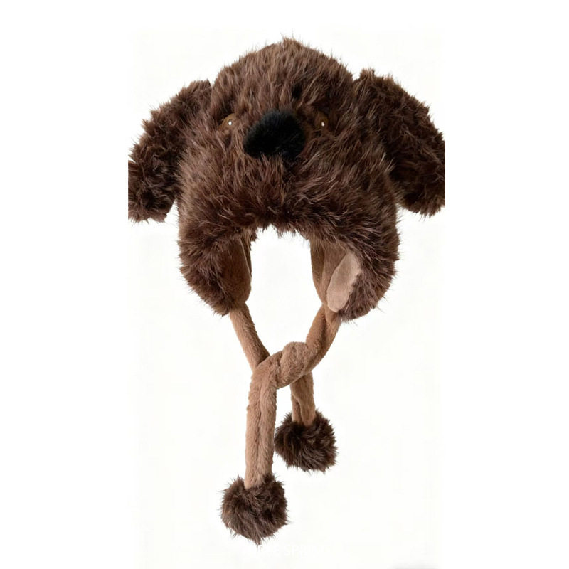 香港潮牌 实拍2025年冬季新款韩版卡通小狗毛球包头帽女保暖毛绒,淘宝优惠券,粉丝福利购,淘宝优惠卷