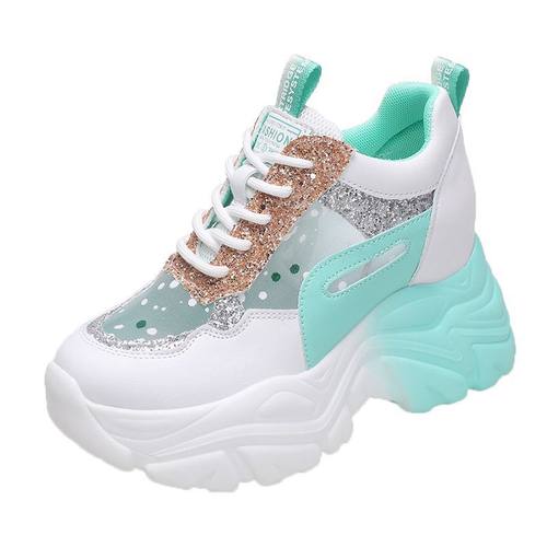 香港潮牌鞋子老爹鞋女网面厚底防滑内增高女鞋小个子显高休闲女鞋 - 图3