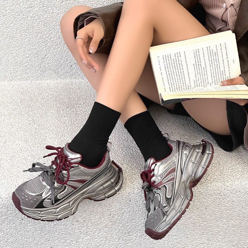 香港潮牌真皮老爹鞋女厚底增高小个子显腿长运动鞋2025春季透气休,淘宝优惠券,粉丝福利购,淘宝优惠卷