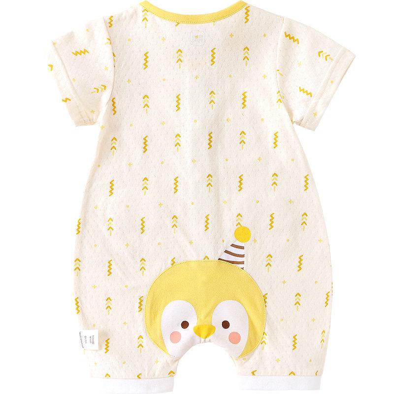 短袖纯棉夏装卡通新生幼儿衣服哈衣 爱笔笔母婴连身衣/爬服/哈衣