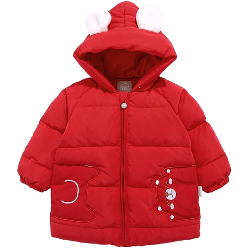 Детский бархатный удерживающий тепло длинный пуховик подходит для мужчин и женщин для девочек для выхода на улицу, утиный пух, средней длины