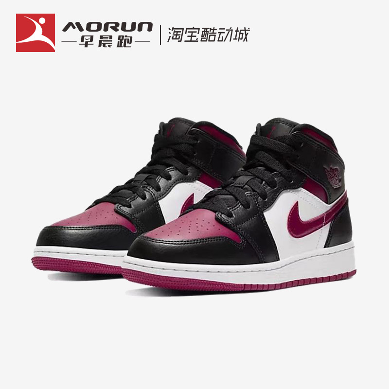 Air Jordan 1 Mid GS AJ1 中帮 黑红脚趾 女子篮球鞋 554725-066 - 图0