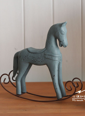 zakka欧式风背景摇马桌面摆件
