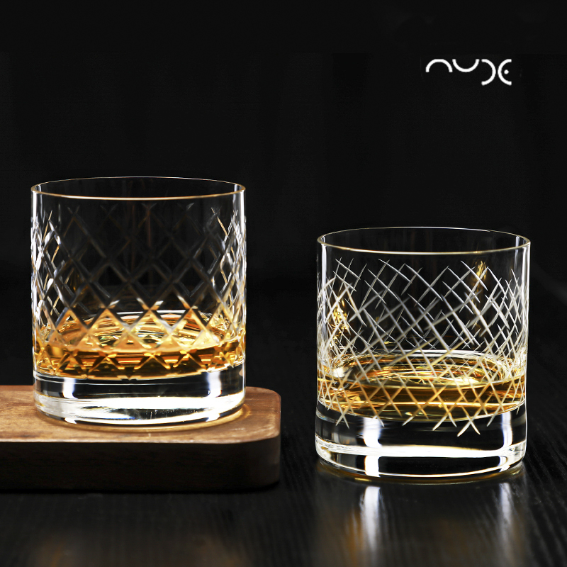 土耳其进口Nude水晶玻璃威士忌酒杯手工刻花大冰球杯古典杯洋酒杯 - 图1