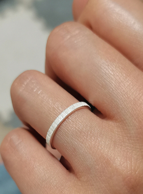 情侣戒指素圈999足银手工拉丝青丝白发定制刻字纯银对戒定情信物