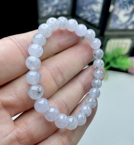 老坑A货天然翡翠冰底乌种手链7mm意境飘花冰乌鸡手串配证书小手环 - 图2