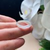 Natural jadeite ring milky white light green double color jade ring