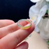 Natural jadeite ice ring clear water green golden yellow double color