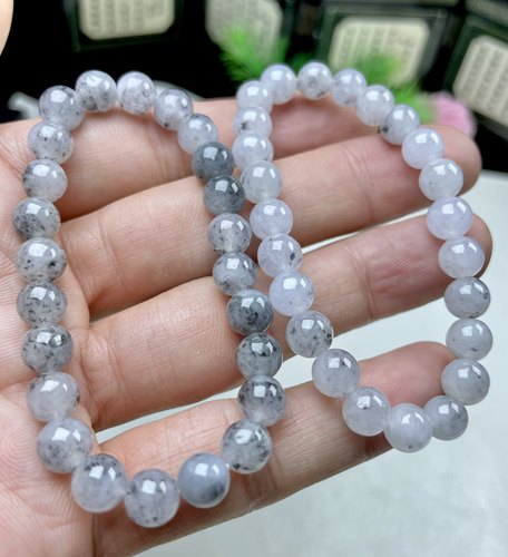 老坑A货天然翡翠冰底乌种手链7mm意境飘花冰乌鸡手串配证书小手环 - 图3