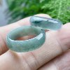 Natural A-grade old pit floating flower ice blue water jade tire ring clear green wide version round edge ring floating snowflake ring