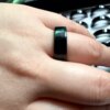 Natural A-grade jade bean seed ink jade square ring flat mouth