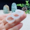 Natural Jadeite Wide Brim Ring White Ice Thick Pack
