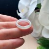 Natural jadeite ring milky white light green double color jade ring