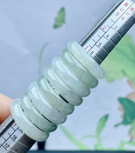 四会直供天然A货淡绿白翡翠戒指冰糯种宽边戒圈可挑选指环男女款 - 图1