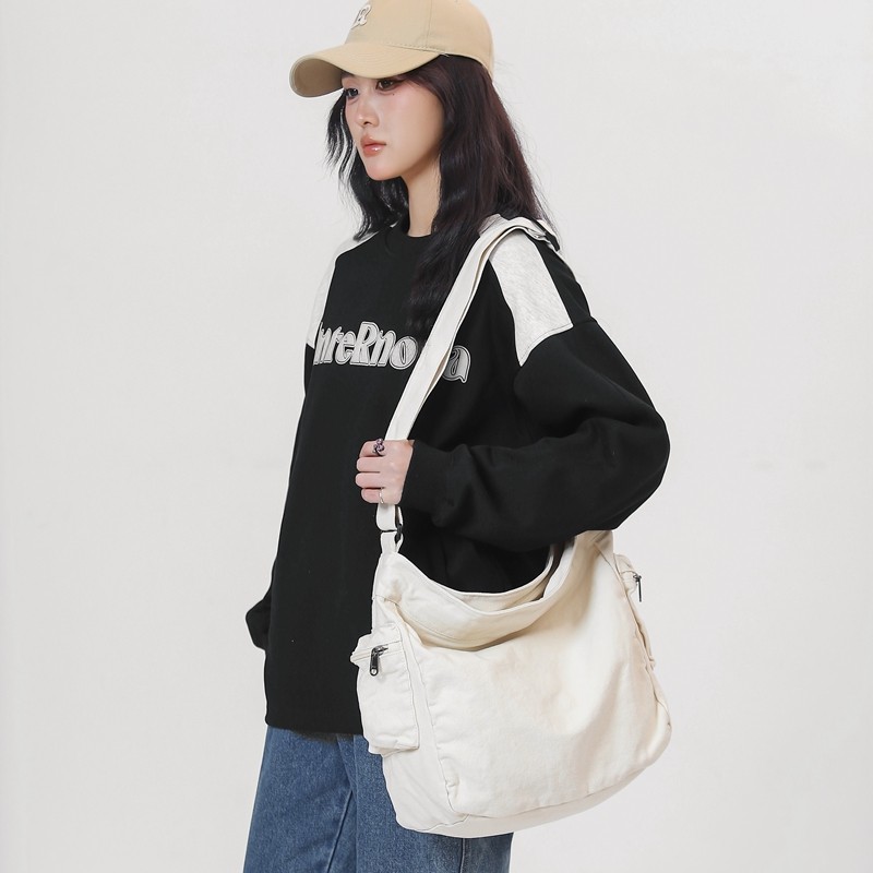 大容量托特包单肩包斜挎包时尚简约2024新款潮INS气质腋下包帆布,淘宝优惠券,粉丝福利购,淘宝优惠卷