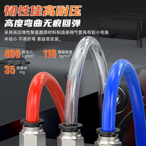 气动空压机PU气管6高压防爆透明软管10mm气泵风管汽管8mm木工气线 - 图0