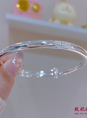 莲花纯银手镯女个性简约轻奢网红