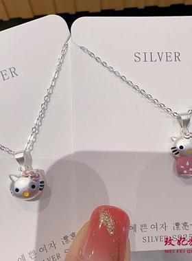 kt猫儿童纯银项链女甜美可爱时尚