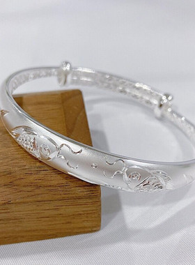 简约时尚轻奢大气纯银老人手镯