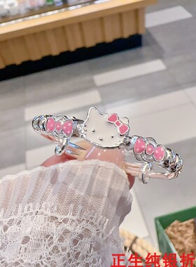 蝴蝶结kt猫纯银999镯卡通甜美