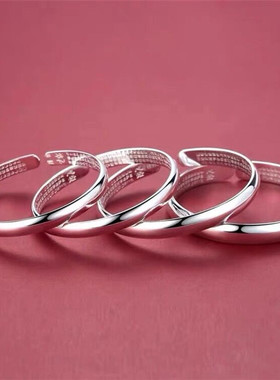 简约百搭光面开口心经纯银手镯